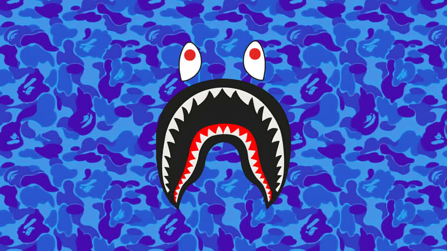 Sprayground Blue Camo Shark Backpack Wallpaper