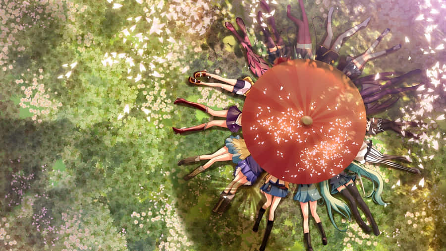 Spring Anime Group Circle Wallpaper