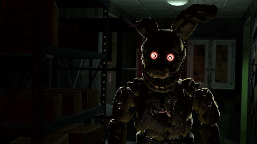 Springtrap In The Shadows - A Menacing Springtrap Character Lurking In The Darkness Wallpaper