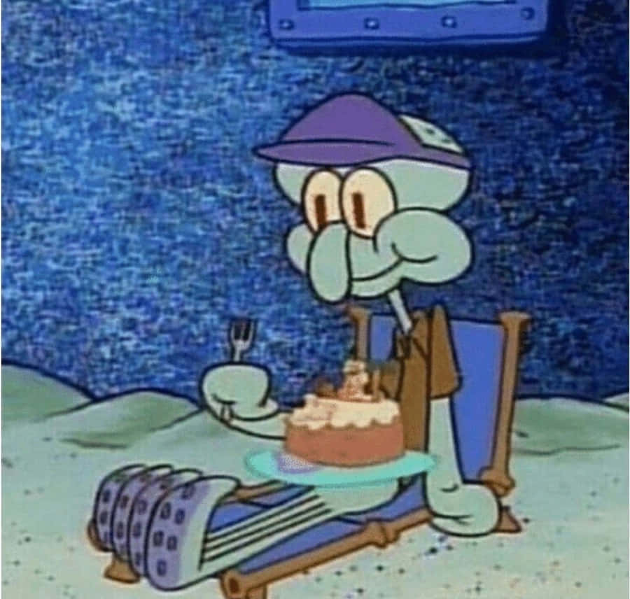 Squidward Eating Cake Weird Pfp Wallpaper
