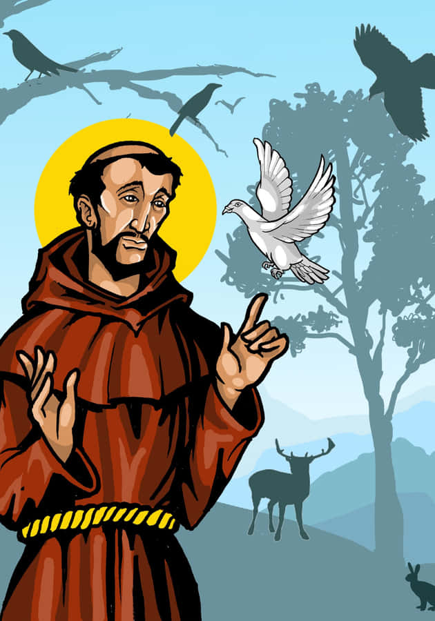 St Francis Of Assisi With Animals Wallpaper