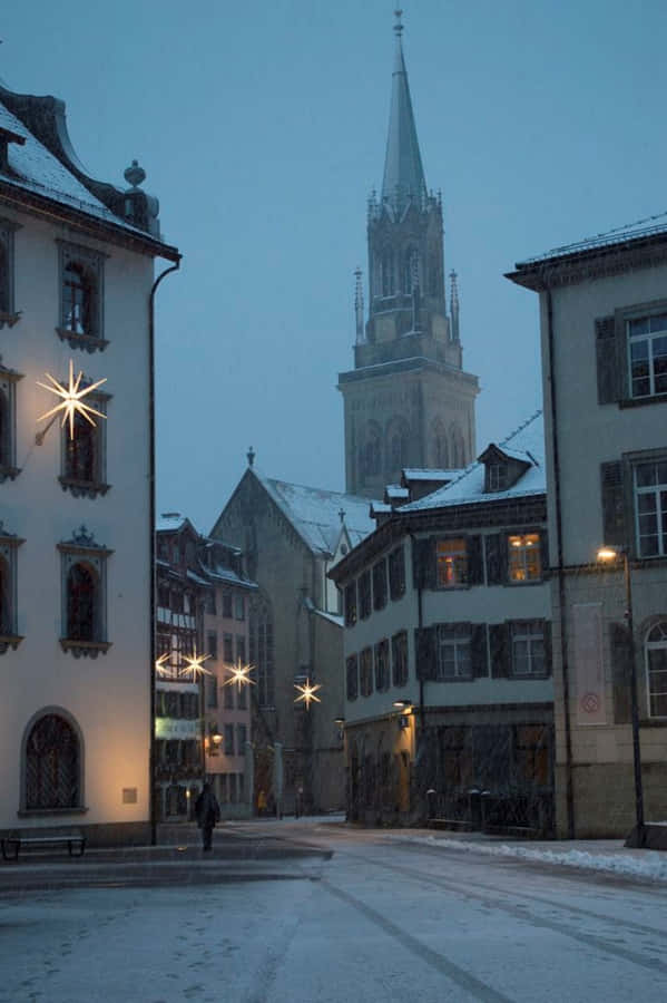 St Gallen Snowy Evening Wallpaper