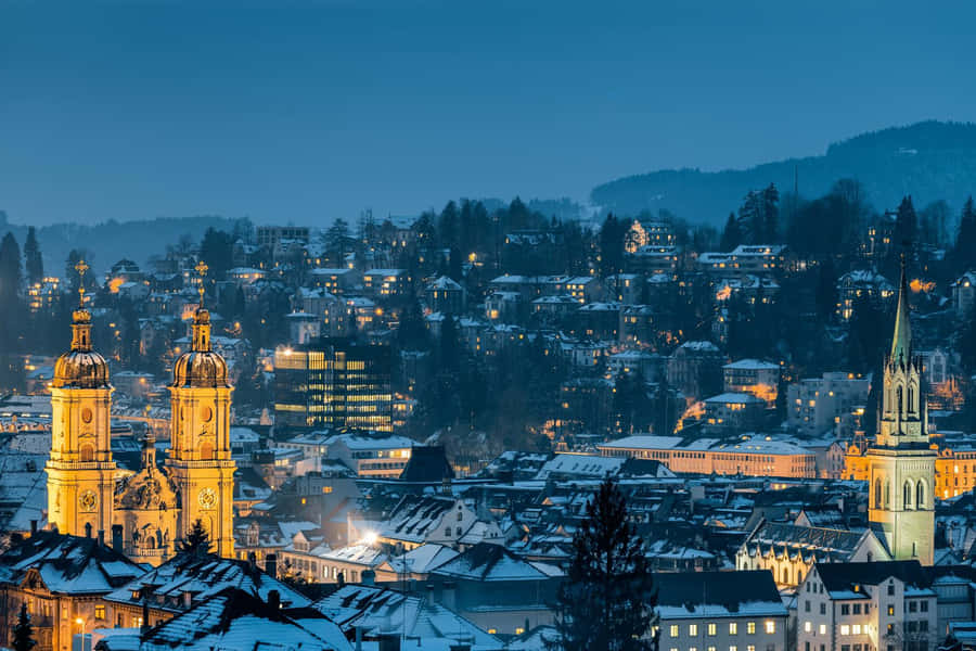 St Gallen Switzerland Night View Wallpaper