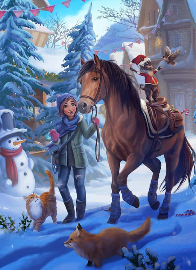 Stable Brown Horse Winter [wallpaper] Wallpaper