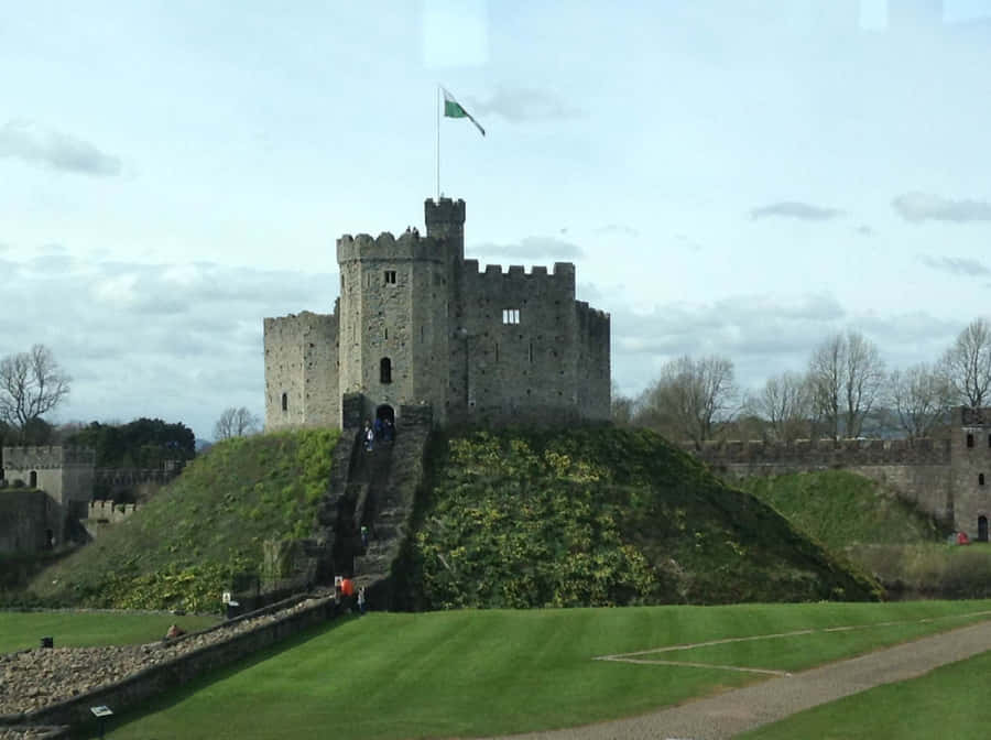Staircase Towards Cardiff Castle Wallpaper