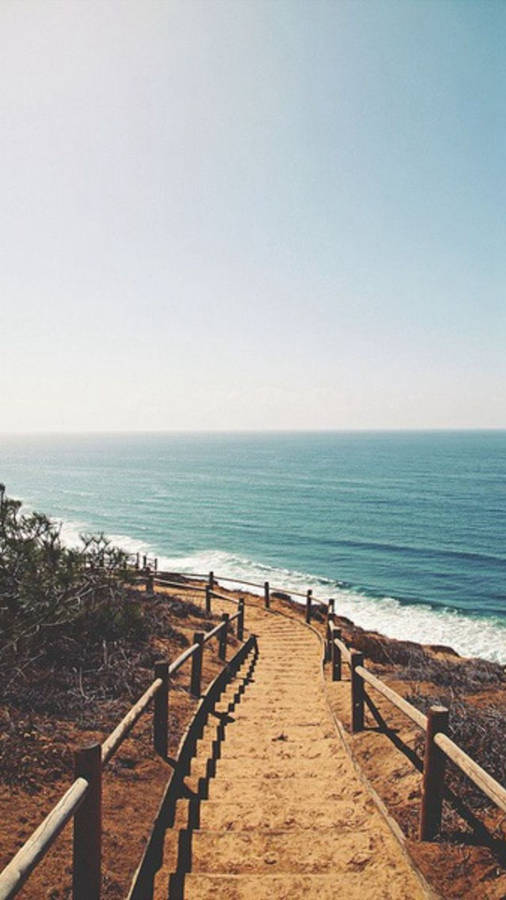 Stairs On Coastal Beach Iphone Wallpaper