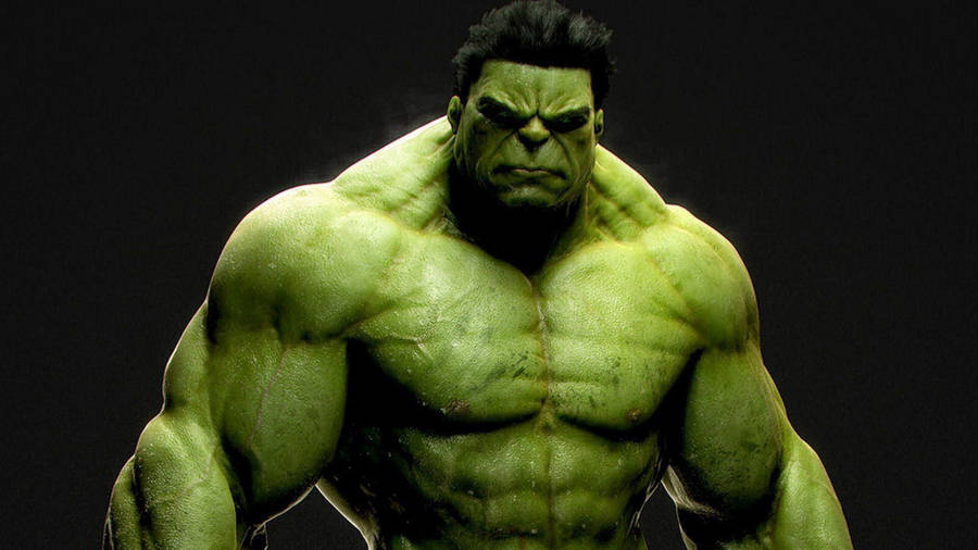 Standing Hulk On Black Background Wallpaper