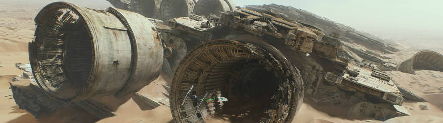 Star Wars Dual Screen Tfa Millennium Falcon Wallpaper