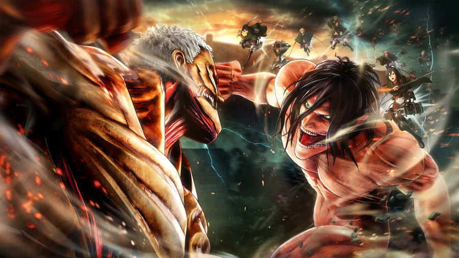 Staring Into The Eyes Of The Armored Titan Wallpaper