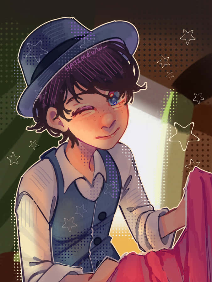 Starry Eyed Character Illustration Wallpaper