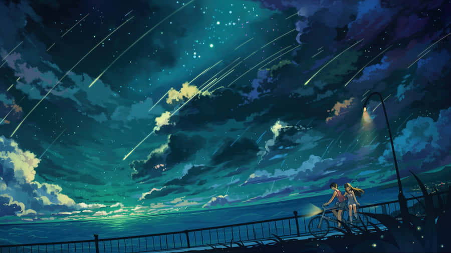 Starry Night Anime Romance Wallpaper