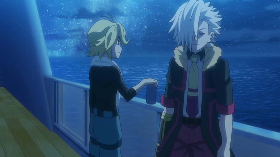 Starry Night Deck Conversation Anime Wallpaper