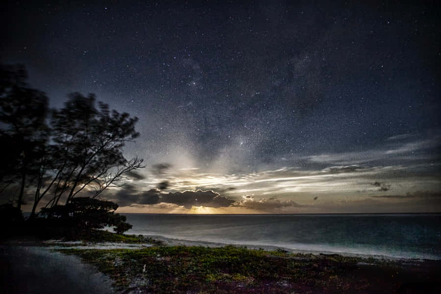 Starry_ Night_ Over_ Coastal_ Shoreline Wallpaper