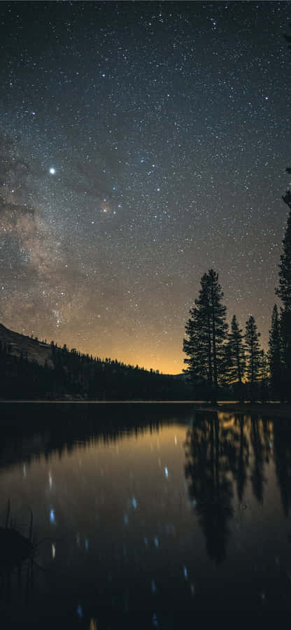 Starry_ Night_ Reflection_ Lake Wallpaper