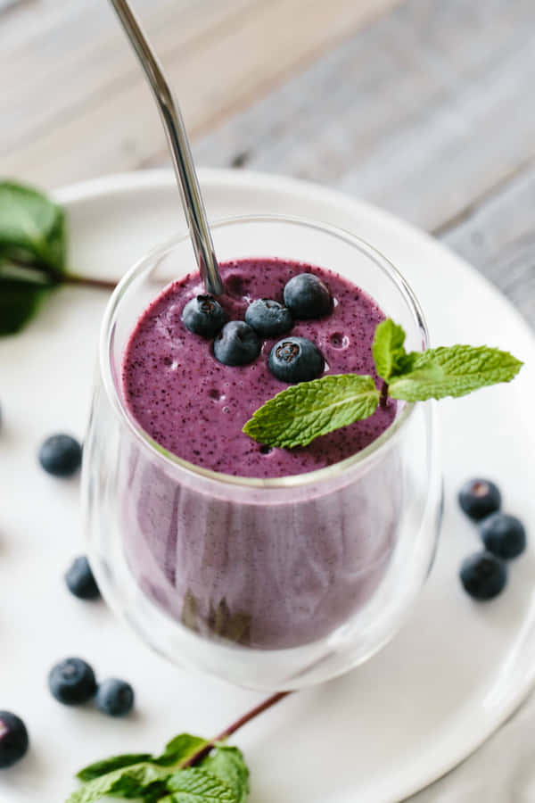 Start Your Day With A Healthy And Delicious Blueberry Smoothie! Wallpaper