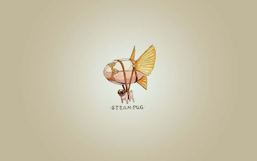 Steampunk Pug Flying Machine Wallpaper
