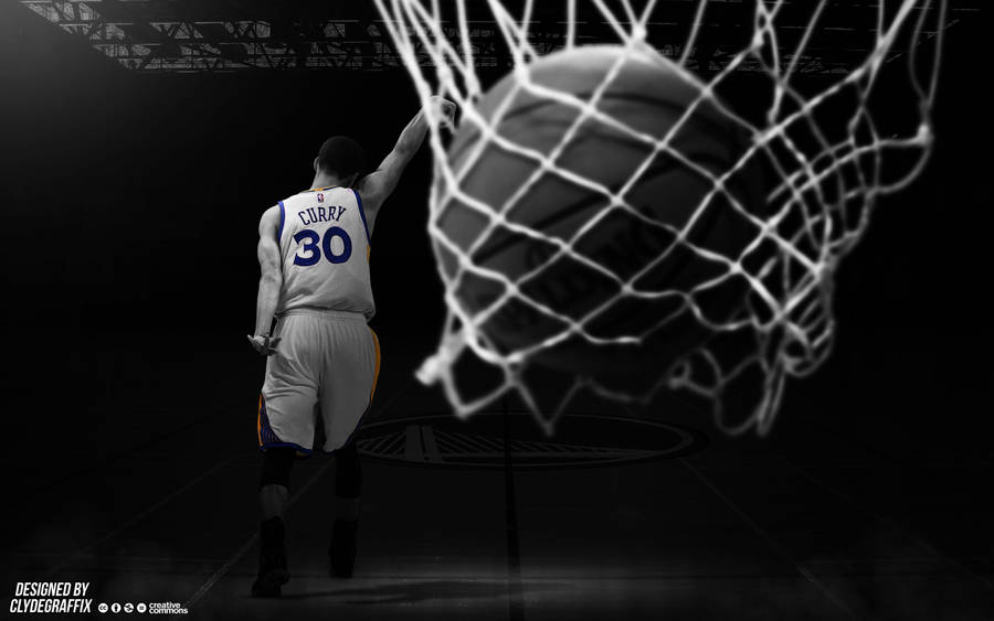 Steph Curry Turnaround In Monochrome Wallpaper