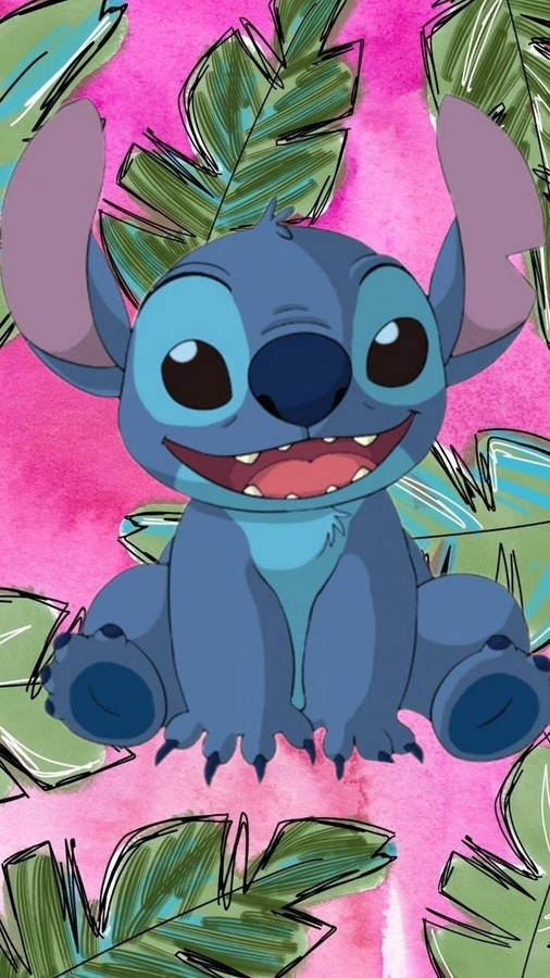 Stitch Galaxy Palm Tree Wallpaper