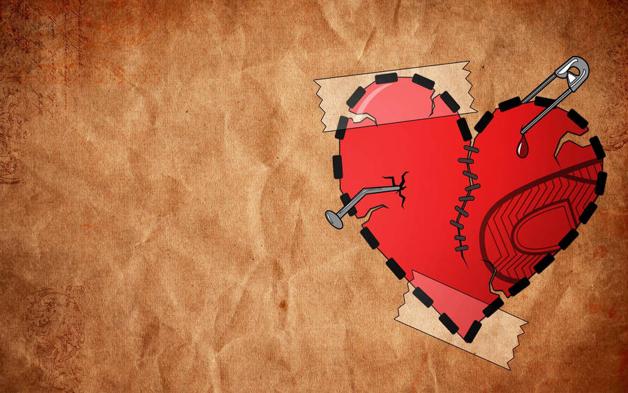 Stitched Broken Heart Wallpaper