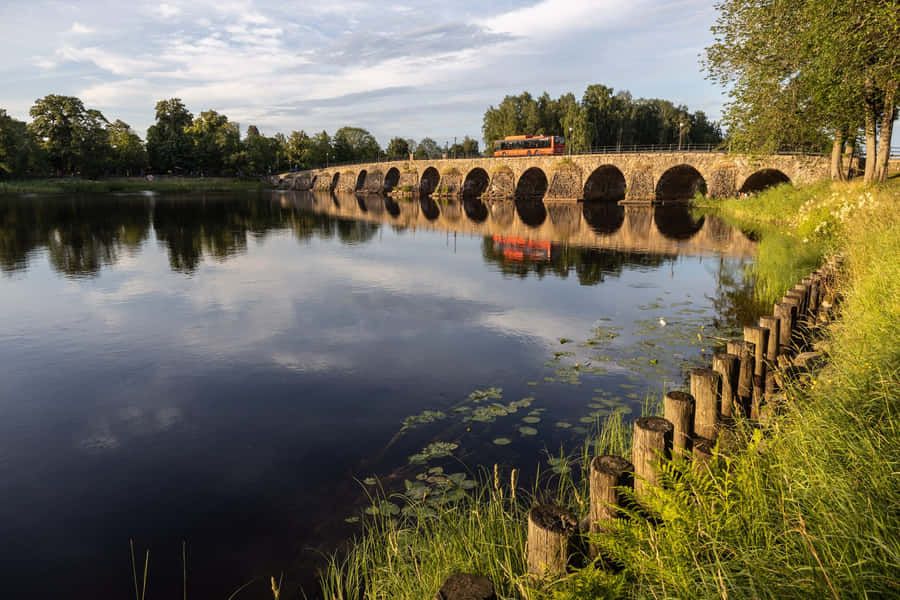Stone Arch Bridge Karlstad Sweden Wallpaper