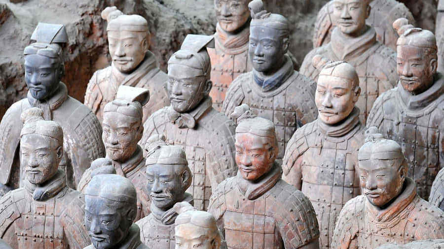 Stone Detail Terracotta Warriors China Wallpaper