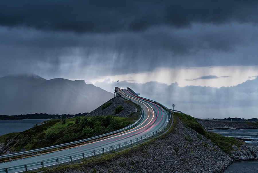Storseisundet Bridge Long Exposure Photo Wallpaper