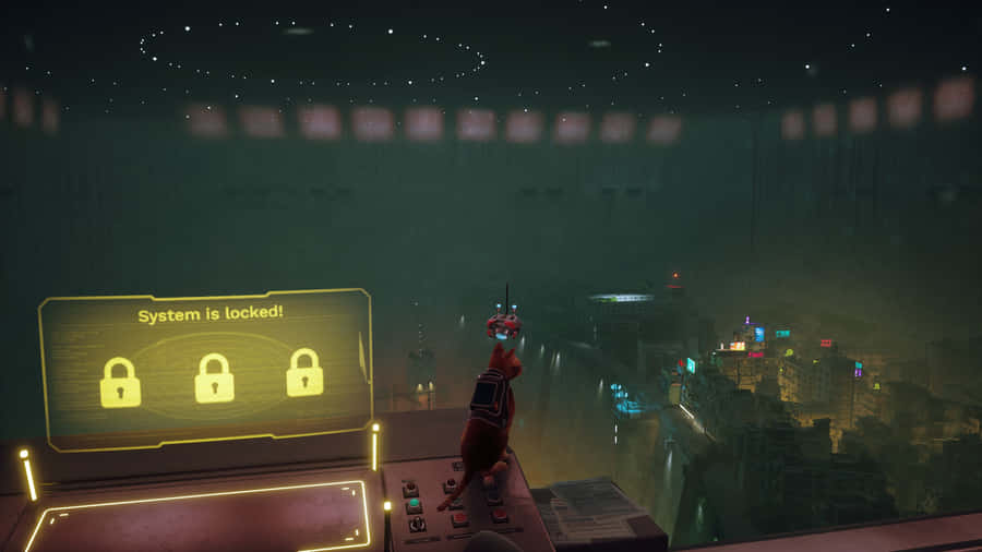 Stray Cat Encounters Locked System Wallpaper