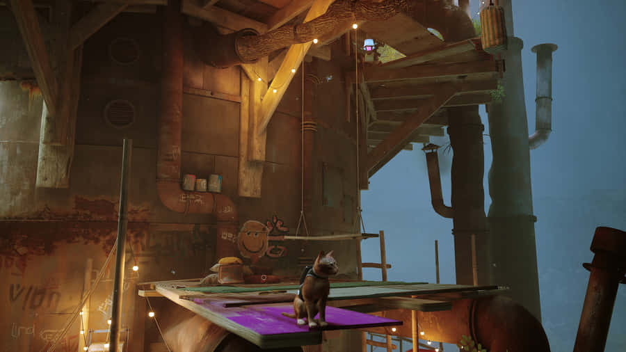 Stray Catin Dystopian Environment Wallpaper