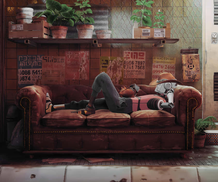 Stray Game Couch Rest Wallpaper