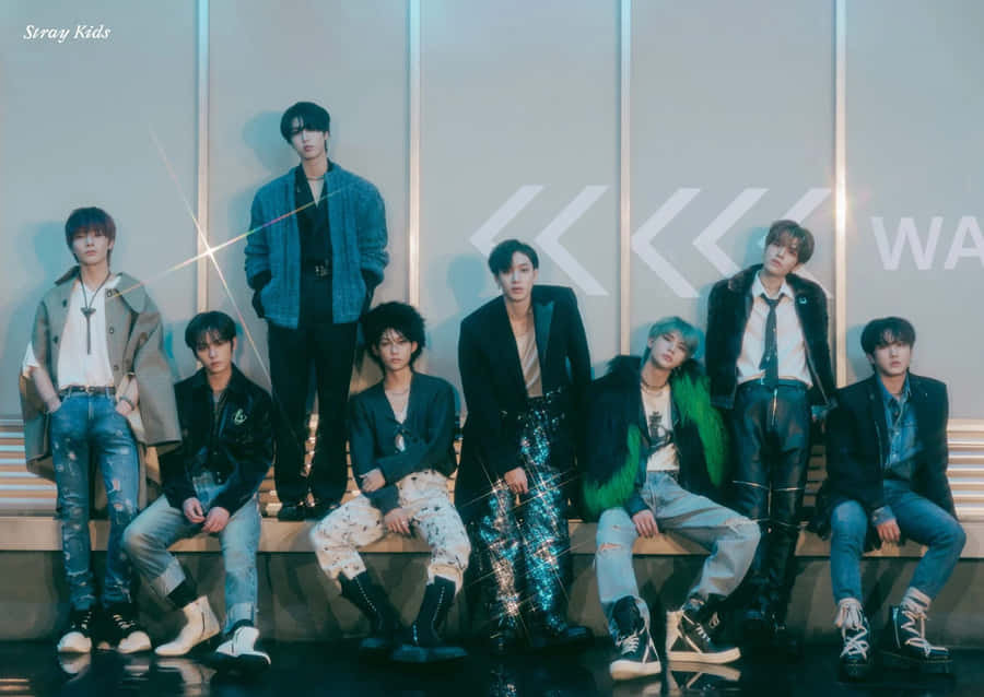 Stray Kids Group Pose Modern Backdrop Wallpaper