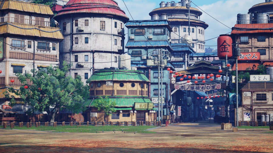 Streets Of The Konoha Village Wallpaper