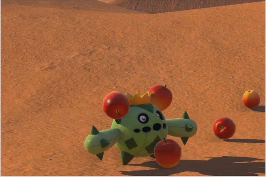 Striking 3d Representation Of Cacneapokemon On An Apple Background. Wallpaper