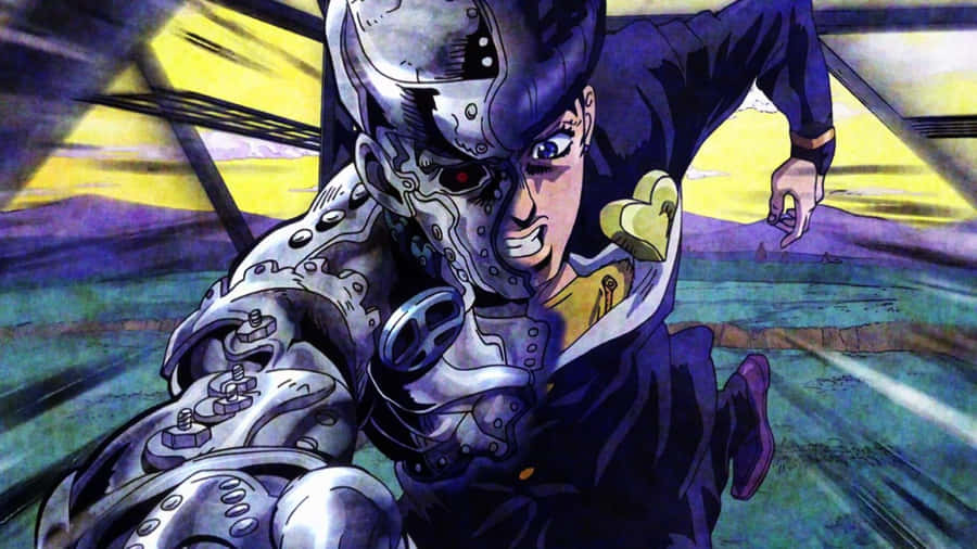 Striking Josuke Higashikata Anime Character In Action Wallpaper