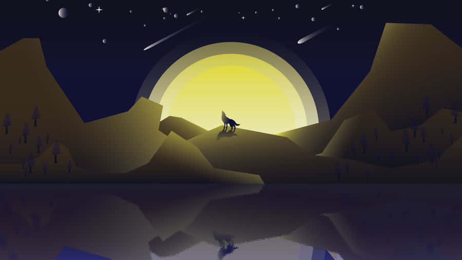 Striking Minimalist Wolf Illustration Wallpaper