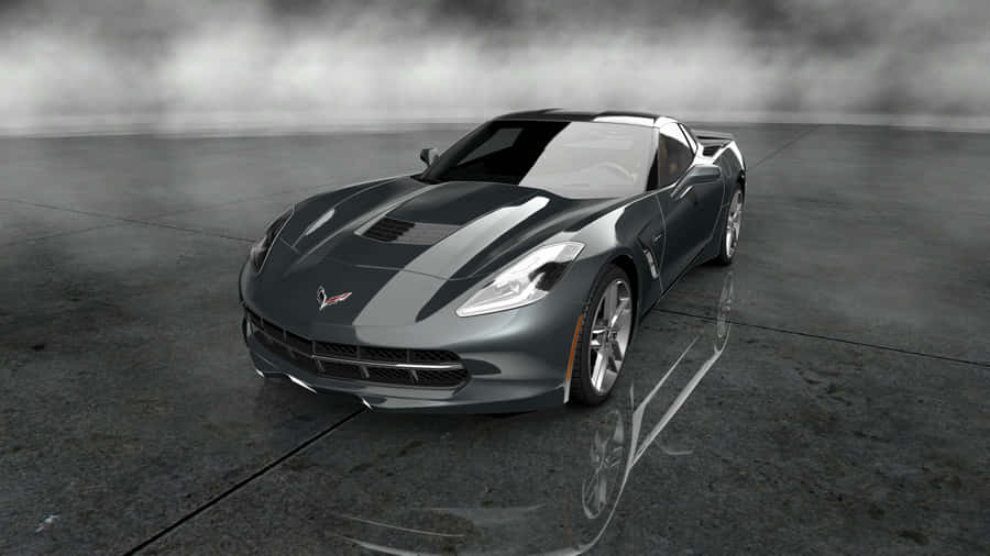 Striking Orange Chevrolet Corvette Stingray On The Road Wallpaper