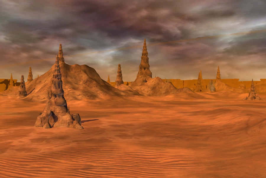Stunning Geonosis Landscape At Sunset Wallpaper