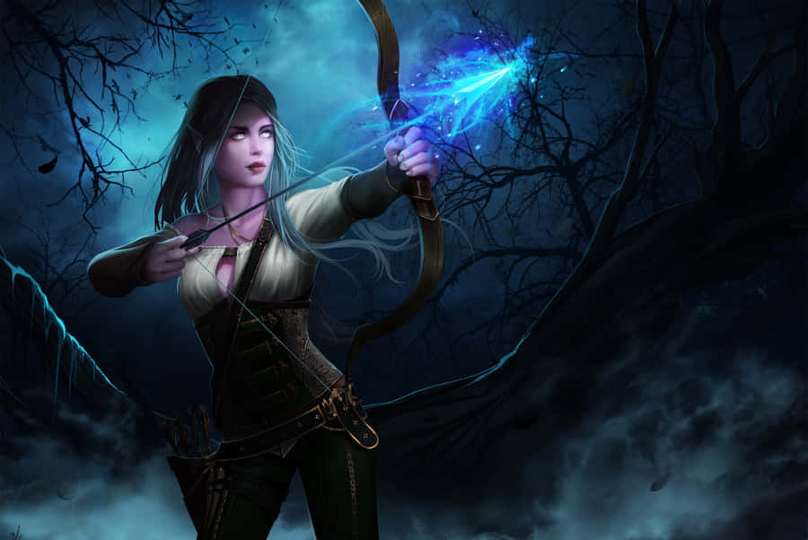 Stunning High Elf Archer In Dynamic Pose Wallpaper