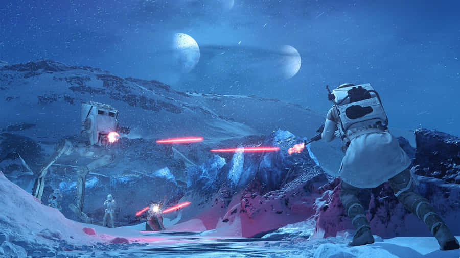 Stunning Hoth Landscape With Snow-capped Mountains And Icy Terrain Wallpaper