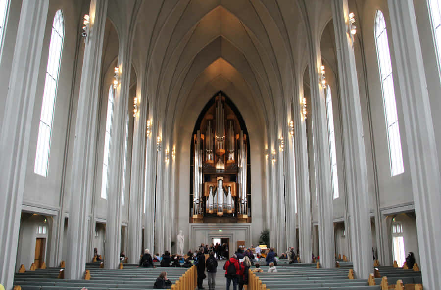 Stunning Interior Of Hallgrimskirkja Church, Iceland Wallpaper