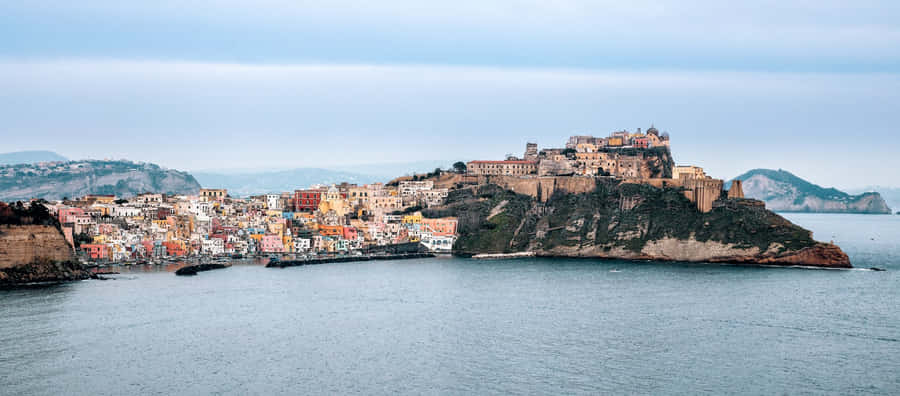 Stunning Italian Island Landscape At Sunset Wallpaper
