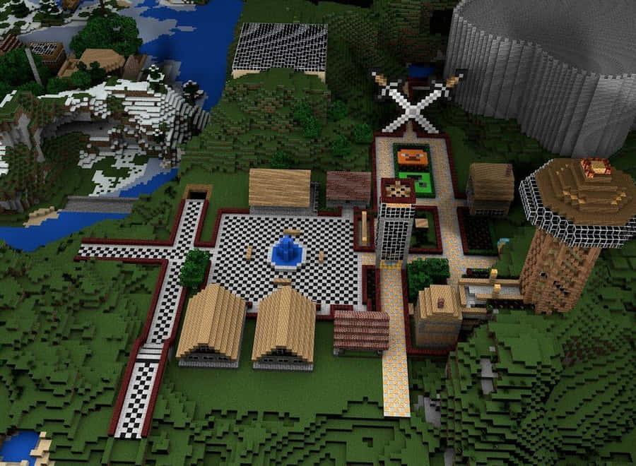 Stunning Minecraft Cityscape At Night Wallpaper