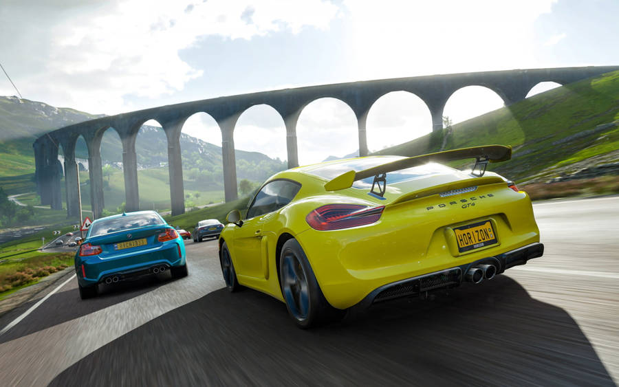 Stunning Porsche Cayman Gt4 Racing In Forza Horizon 4 Wallpaper