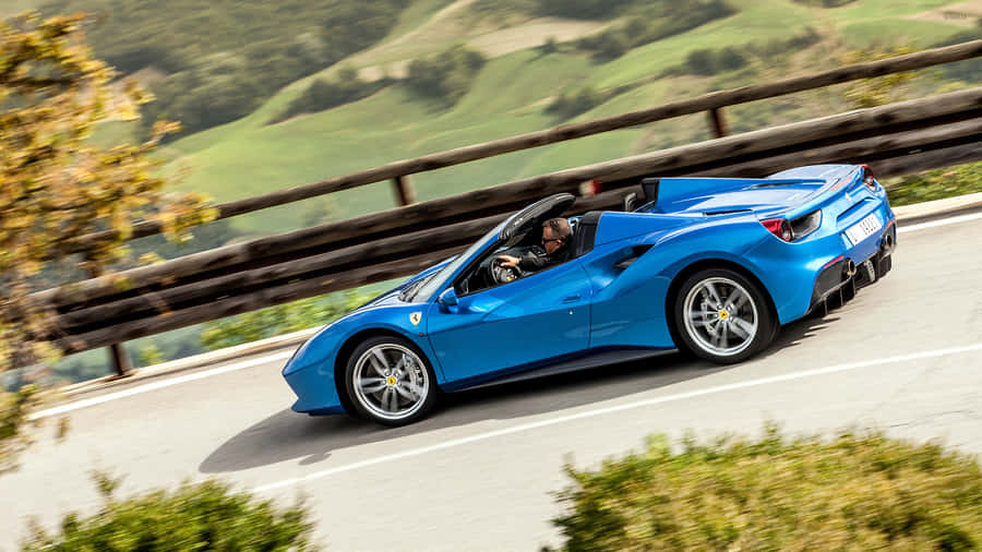 Stunning Red Ferrari 488 Spider On The Road Wallpaper