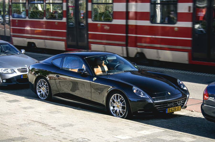 Stunning Red Ferrari 612 Scaglietti On The Road Wallpaper