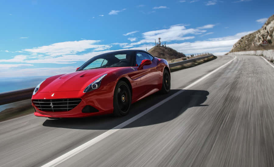 Stunning Red Ferrari California T Showcased In Elegance Wallpaper