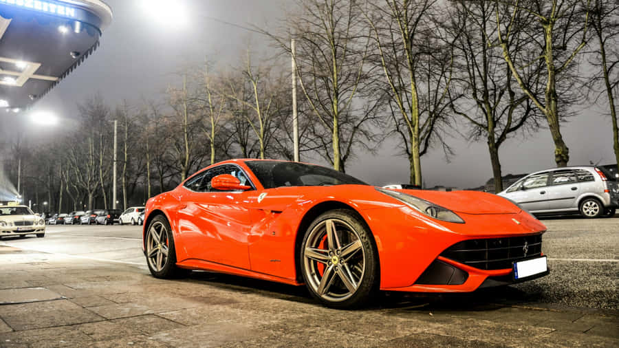 Stunning Red Ferrari F12 Berlinetta On The Road Wallpaper