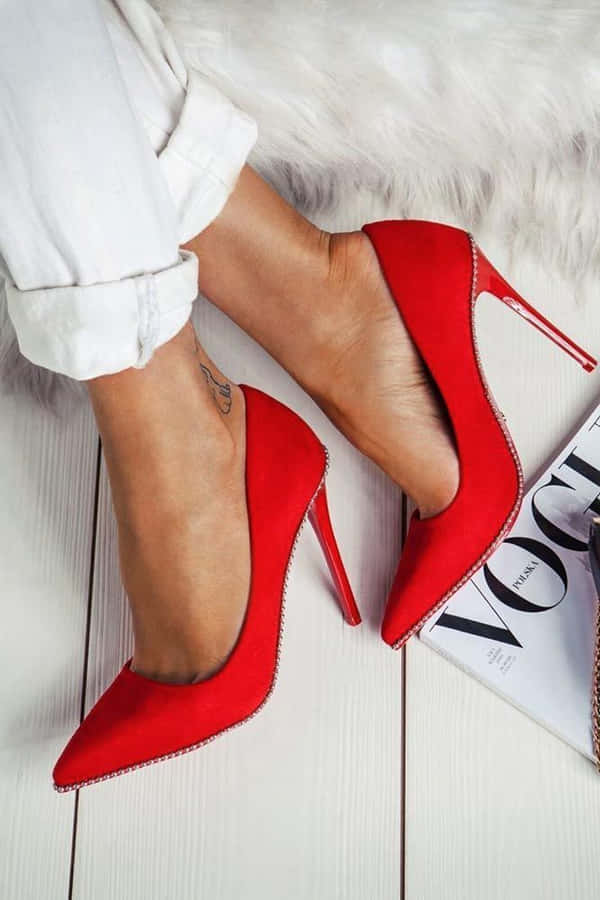 Stunning Red High Heels For A Night Out Wallpaper