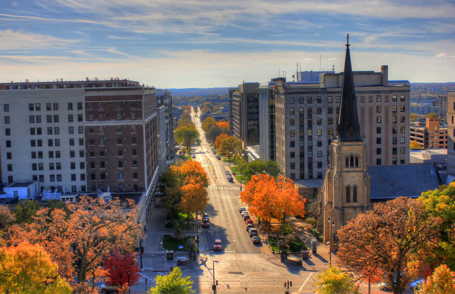 Stunning Sunset Over Madison, Usa Wallpaper