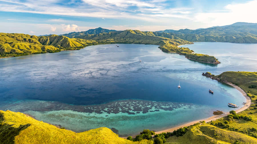 Stunning Top View Of Komodo Island Wallpaper