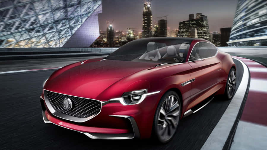 Stunning View Of An Mg Sports Car In A Vibrant City Wallpaper